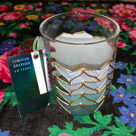 NWT Limited Edition Starbucks 50th Anniversary Glass Sirens Tail Mug - Picture 1 of 6